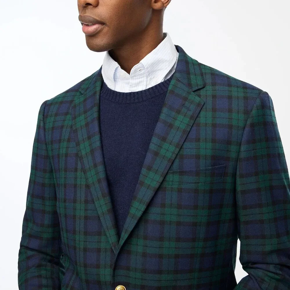NWT J CREW Blue Green Tartan Plaid Thompson University Blazer Jacket SIZE 34R